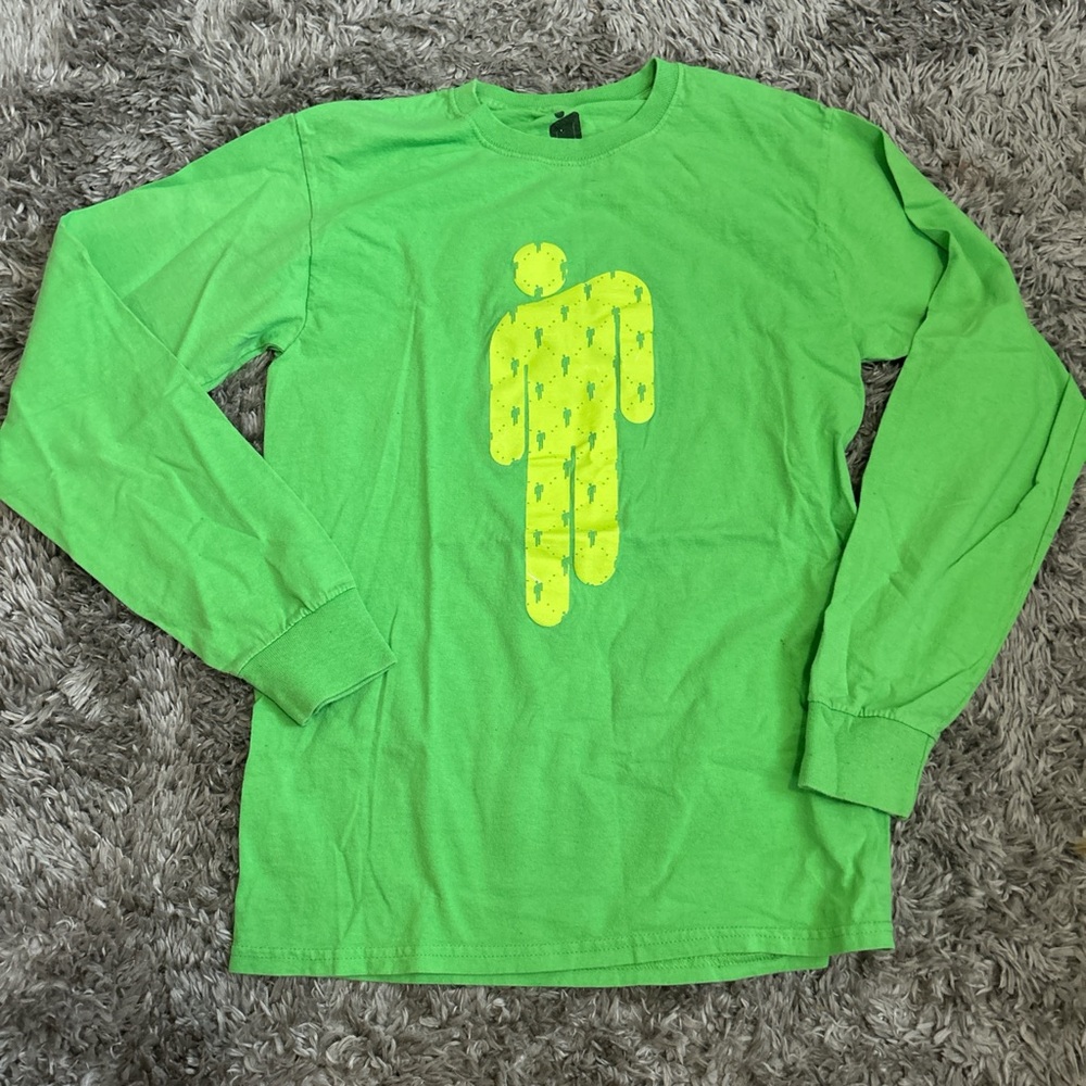 Green and Yellow Long Sleeve Tee with Bold Graphic
